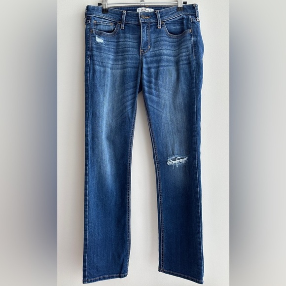 Hollister Women's Blue Distressed Straight Leg Jeans 5S (Short), W7 L30 - Picture 1 of 16